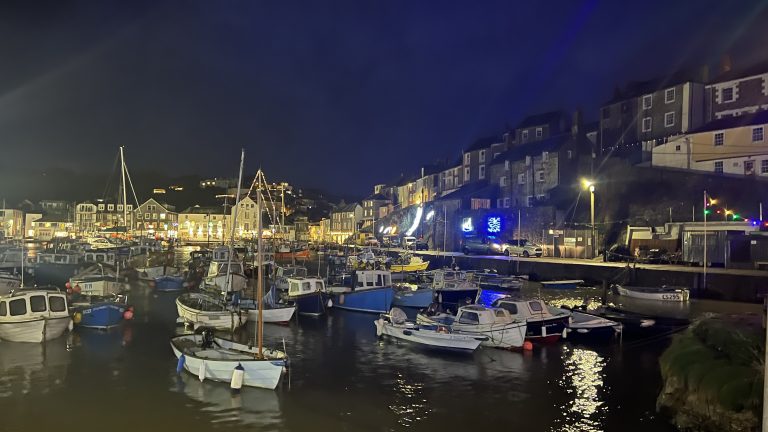 Christmas Lights around the harbour at Mevagissey